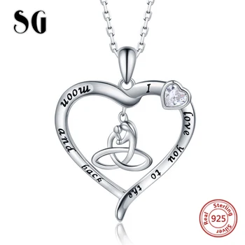 

New Heart-shaped Family Pendant 925 sterling silver Mom and Kid Heart necklace Women Jewelry For Lover Couple choker paw patrol