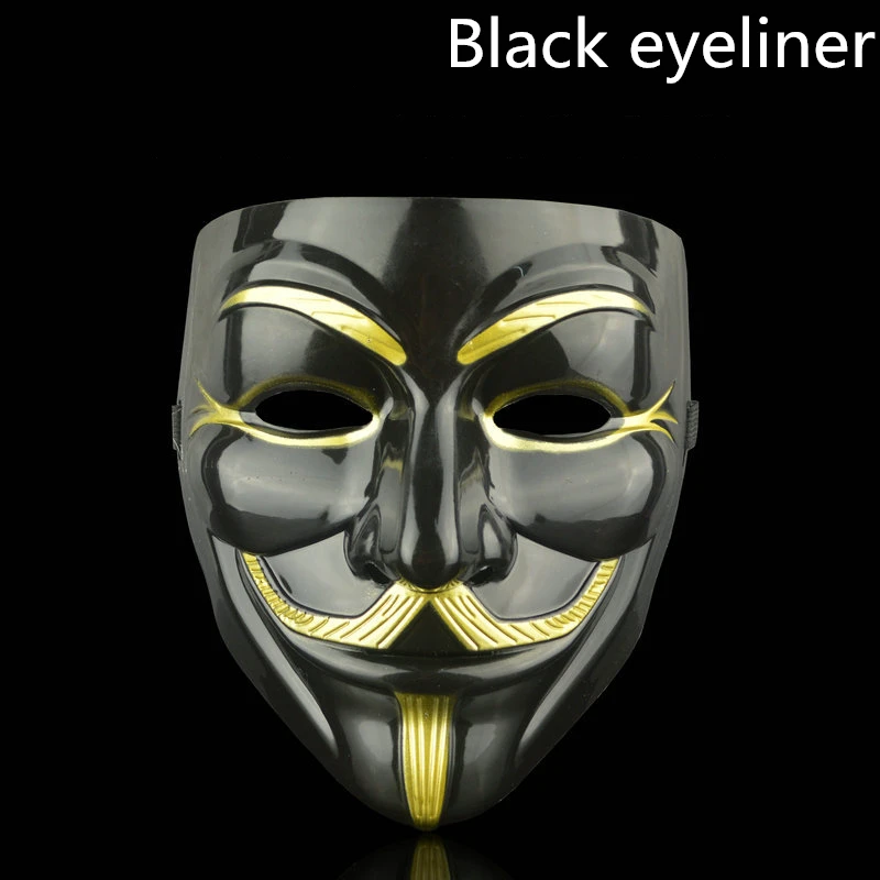 Black eyeliner 1 шт. 8 стилей маски для вечеринок V для вендетты маска для анонима Гая Фокса Необычные Аксессуары для костюма для взрослых маскарадные маски для Хэллоуина, Q - Цвет: Black eyeliner