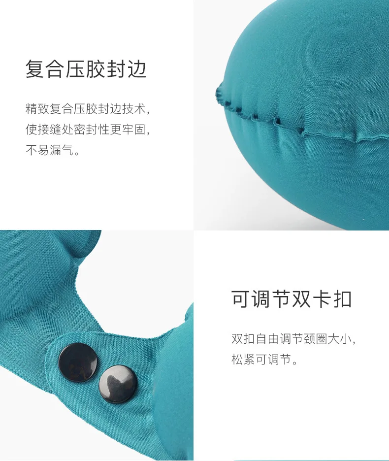 Traskdaniel Viscose/plus Velvet Press Inflatable Pillow Inflatable Travel Pajama Portable Neck Support Pillow