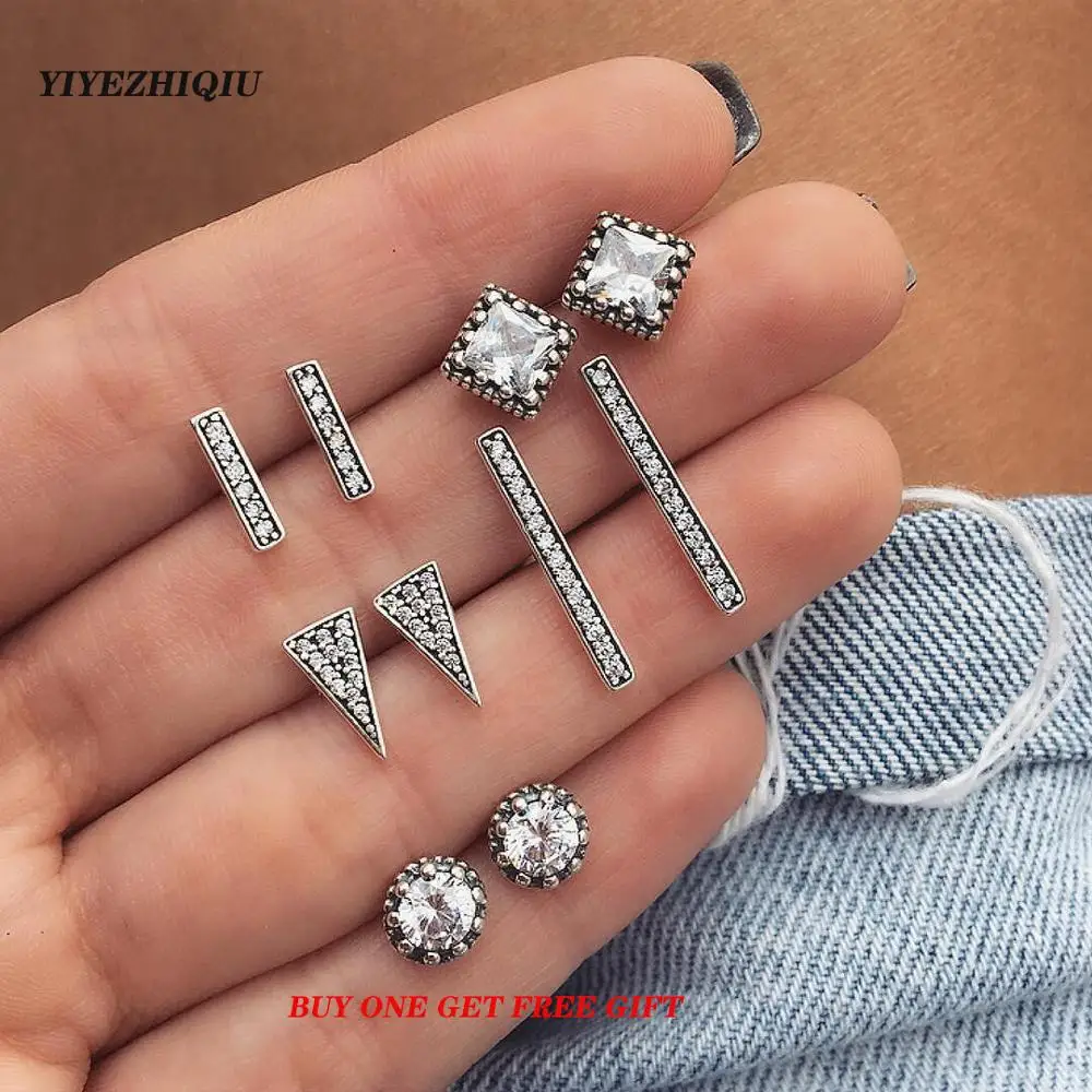 Винтажные геометрические серьги-гвоздики комплект ювелирных изделий для женщин