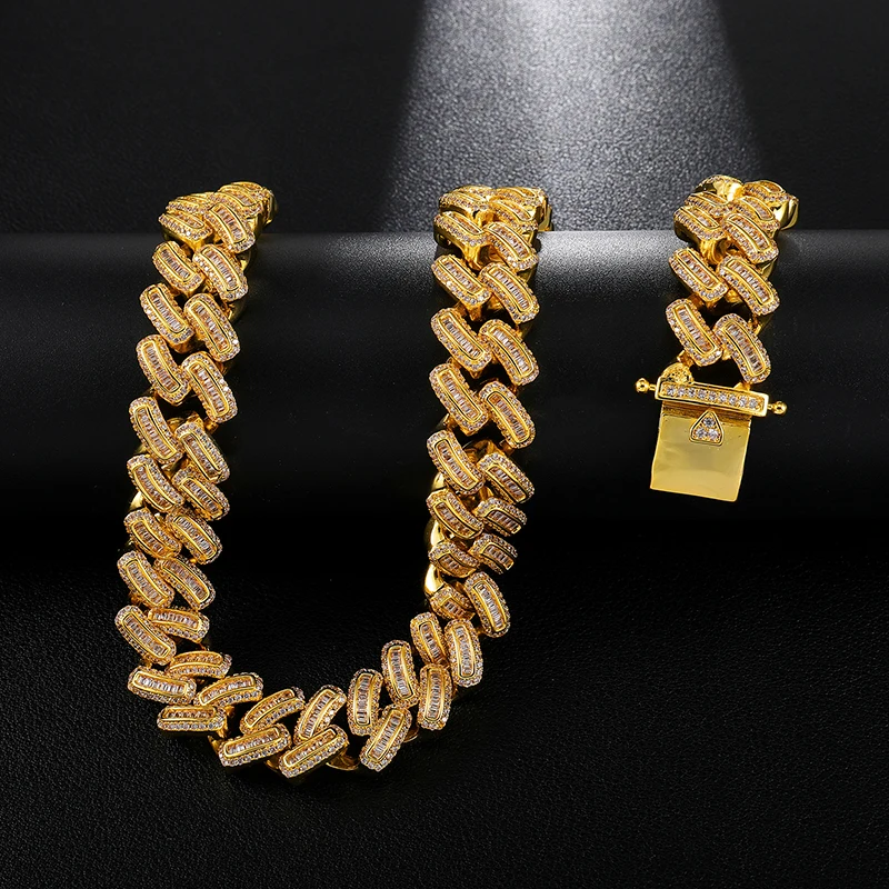 15 мм Bling Iced Out AAA CZ квадратный Цирконий кубинская звеньевая цепочка на шею для мужчин медные ожерелья для мужчин хип-хоп ювелирные изделия