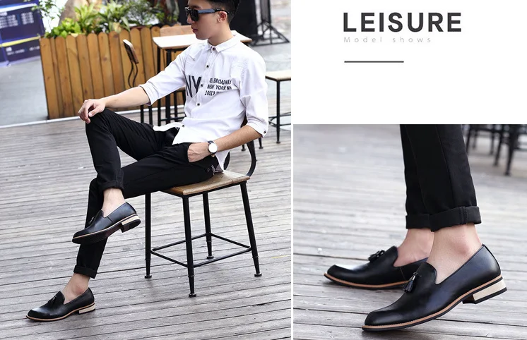 Marca de lujo ПУ puntiagudos zapatos de negocios броги hombres vestido повседневные zapatos de goma suave zapatos de boda transpirabl