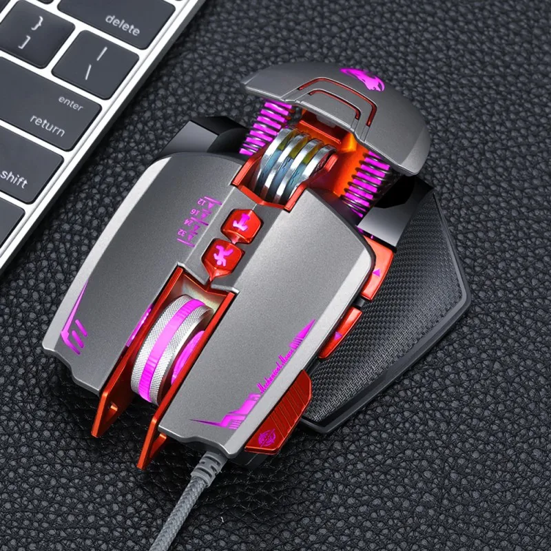 Профессиональные механизированные игровая Проводная usb-мышь анти-скольжения макропрограммирование RGB оптический 7 цветов 4-скорости 3200 точек/дюйм для портативных ПК