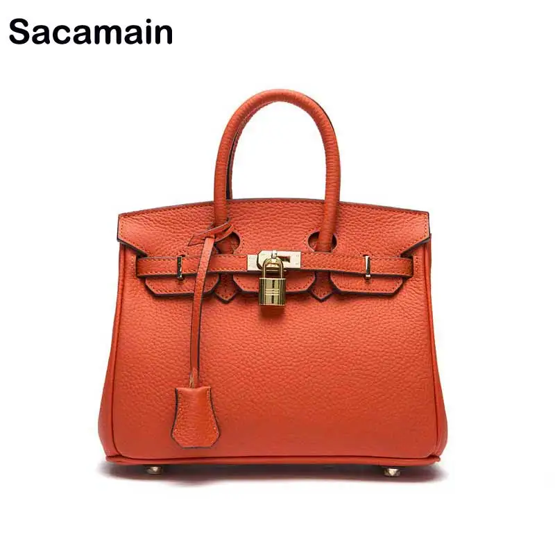 

Sacamain Brand Genuine Leather Top-handle Bags Designer Handbags High Quality Handbags Imitation With Strap Dropshipping 2019