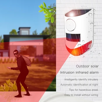 

Infrared Alarm 120dB Solar Energy Outdoor Wireless Flashing Light Siren For Smart Alarm Security System With 433 Remote Control