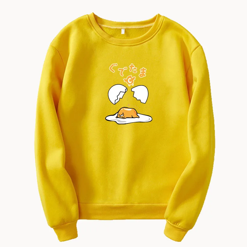 Новая Толстовка gudetama, японская Женская Толстовка Harajuku,, плюс бархат, круглый вырез, пуловер, Толстовка XL, уличная одежда - Цвет: yellow