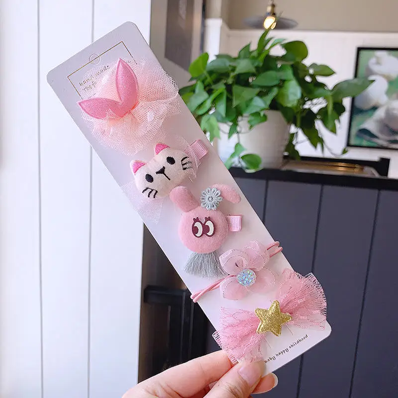 BalleenShiny Cartoon Fabric Children's Hair Pins Lace Bow Flower Kids Girls Hair Accessories Infant Baby Accessories Hair Clips