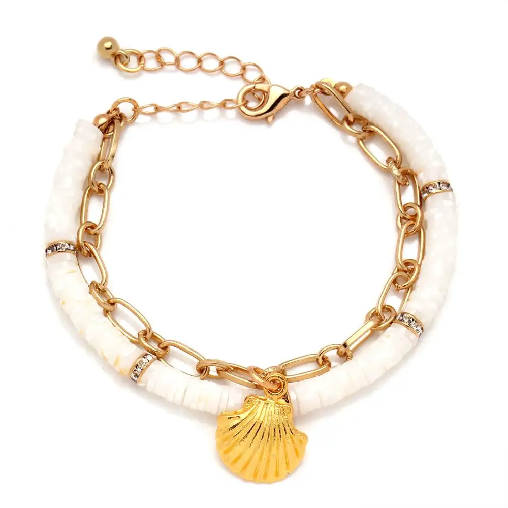 Boho, полимерная глина, диск, бусы, цепь, крылья ангела, Мудрая сова, подвеска, Heishi, браслет для женщин и девушек, гребешок, стрекоза, Морская звезда, ювелирное изделие