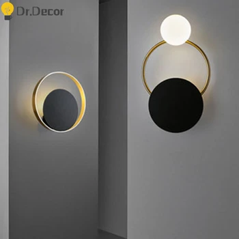 

Modern LED Iron Glass Button Ring Wall Lamp Retro LOFT Indoor Lighting Wall Light Cafe Restaurant Balcony Bedroom Light Fixture