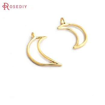

(34834)10PCS 16x10MM 24K Gold Color Brass Moon Charms Pendants High Quality Diy Accessories Jewelry Findings