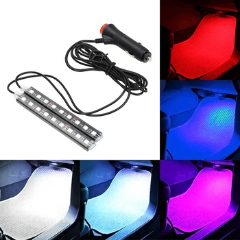 

LEEPEE 2pcs Car LED Dash Floor Foot Strip Light Interior Decorative Lamp Auto Atmosphere Lamps Cigarette Lighter Adapter