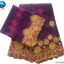 LIULANZHI нигерийские хлопковые ткани вышивка бисером Базен getzner ткань модный стиль Базен Бордер для платья 7 ярдов ML47B48