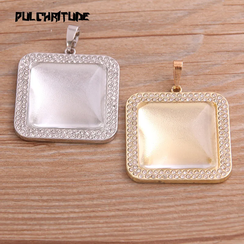 PULCHRITUDE 2pcs 25mm Inner Size 2020 New Two Color Double Row Brick Square Cabochon Base Setting DIY Jewelry Making Findings | Украшения и