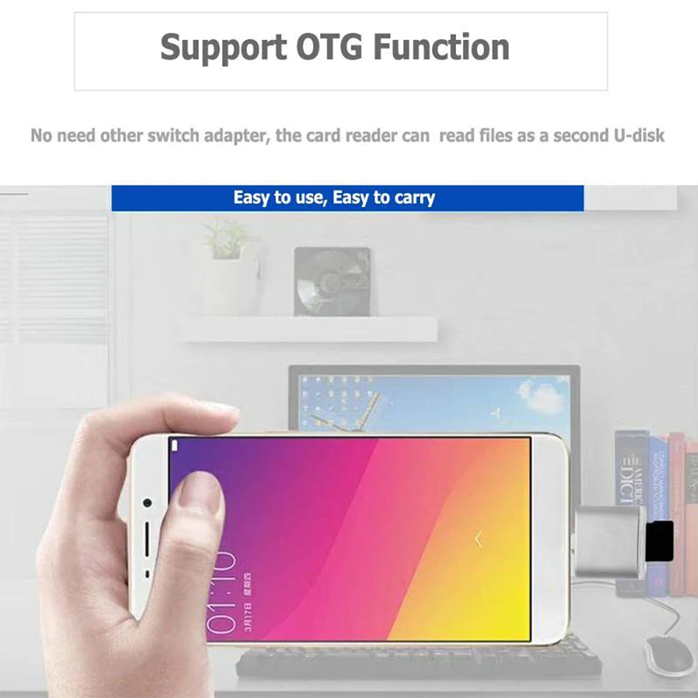 Подключи и играй TF/быстрая передача type-C OTG высокоскоростная многофункциональная алюминиевая сплав стабильный легкий 2 в 1 кардридер
