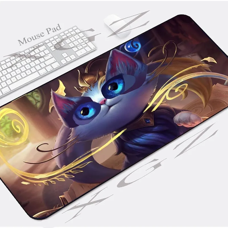  XGZ Large Game Mouse Pad Black Locking EdgeAnime Cute Big Eyes Cat Custom Computer Keyboard Desk Sl