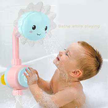 

Sunflower Baby Bath Toy Bathtub Showers Bathing Spouts Suckers Folding Spray Faucet Play Bathroom Water Toys
