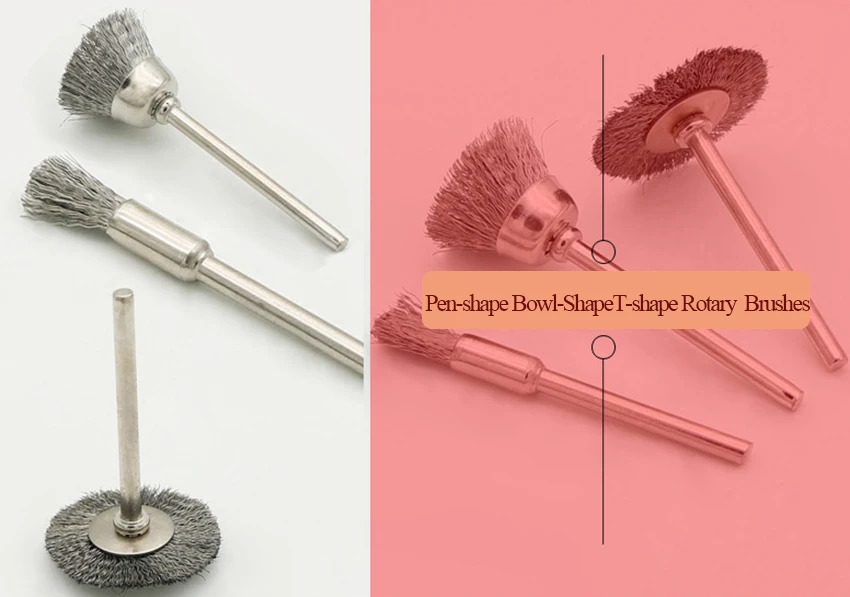 45Pcs Steel Wire Rotary Wheels Brushes, Pen-shape Bowl-Shape T-shape Metal Polishing Rust Removal Walnut Jade Cleaning Brush Set