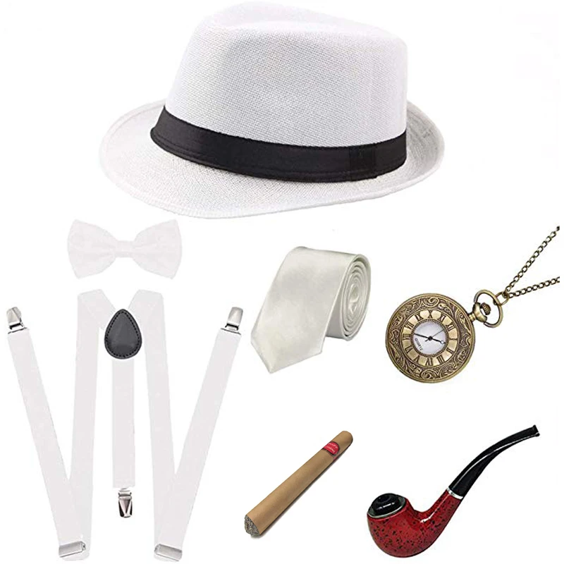 20s 30s ретро вечерние 1920S мужские аксессуары Great Gatsby набор ревущий Гангстерский костюм трубы винтажные карманные часы сигары