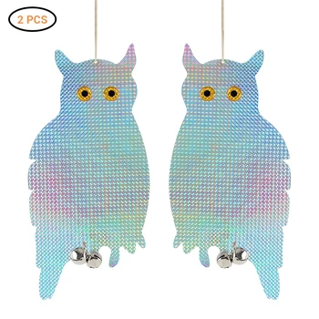 

2pc Owl Bird Repellent Control Scare Device Holographic Reflective Fake Owl Scares Bird Repellent Garden Supplies