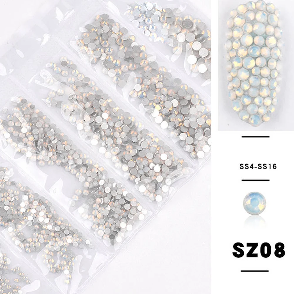 ALR10048-008 Стекло бриллиантами SS4-SS16 микс Размеры ногтей Стразы для 3D ногтей Стразы украшения Драгоценные камни 1124 шт./пакет - Цвет: ALR10048-008