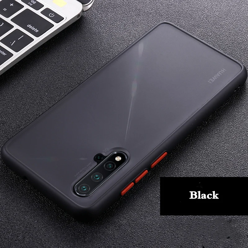 Black Vopton матовый полупрозрачный чехол для huawei Nova 5 T, чехол для телефона, силиконовая рамка, твердая Прозрачная защитная задняя крышка, противоударный - Цвет: Black