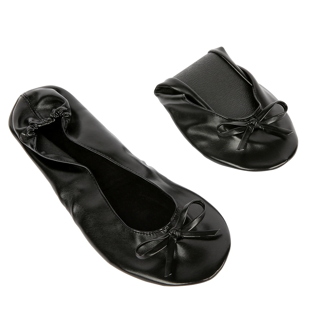 Aohaolee Woman PU Ballerina Fitness Ballet Flats Foldable Shoes Portable Ballet Dancers Comfortable Ballroom Women Shoes 3