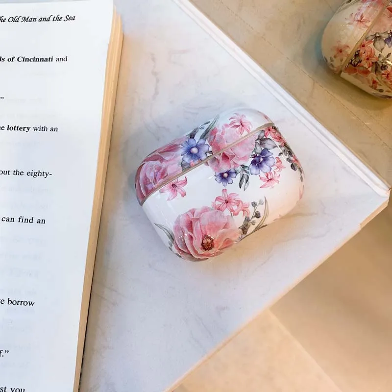 Pink Чехол для наушников для Airpods Pro, жесткий чехол из поликарбоната, Ретро стиль, цветочный чехол, зарядная коробка, оболочка для AirPods 3, защитная крышка - Цвет: Pink