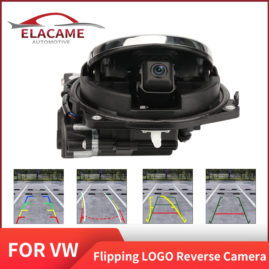 For VW Flipping Rearview Camera Badge Emblem Trunk Switch AV CVBS Camere Passat B6 B7 B8 GOLF 5 6 7 Polo T-ROC | Автомобили и