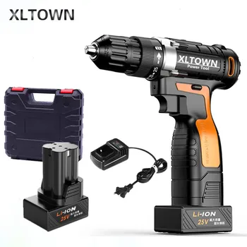 

XLTOWN 12/16.8/25v Hand Drill with 2battery Multifunction Rechargeable Lithium Battery Electric Screwdriver Household Power Tool