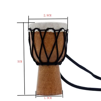 

Handmade Dejembe African Drum Necklace Percussion Instrument Accessories Wood Color with Black Wire