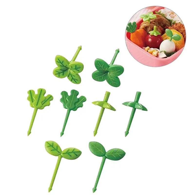 TONGUO Leaves Mini Cake Supplies Sushi Accessories Salad Fruit Fork Plastic Stick Cake Picks Fruit Toothpick 