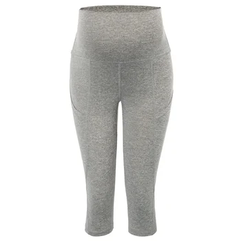 

Fitness Pants Women Maternity High Waist Tummy Control Stretchy Pants Capri Pants Summer Clothes Solid Color Breathable Lady New