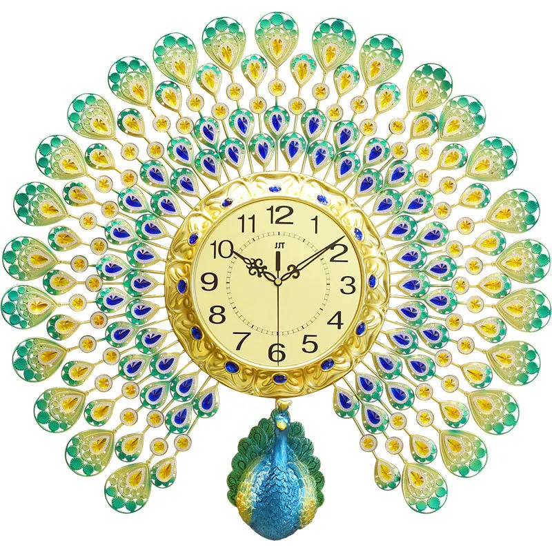 

Wall Clock Digital Living Room Bedroom Metal Peacock Alarm Clock Home Decoration Hanging Clock Large Silent Nordic Modern Design