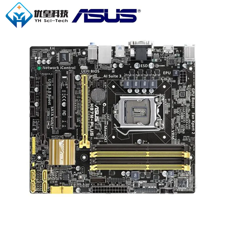 

Original Used Desktop Motherboard Intel H87 Asus H87M-PLUS LGA 1150 Core i7/i5/i3/Pentium/Celeron DDR3 32G Micro ATX