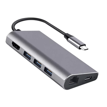 

Usb C Hub 8-In-1 Rj45 Port, 4K Usb C To Hdmi, 3 Ports Usb 3.0 , Tf/Micro-Sd Card Reader, Usb-C Power Delivery, Type C Hub Adapte