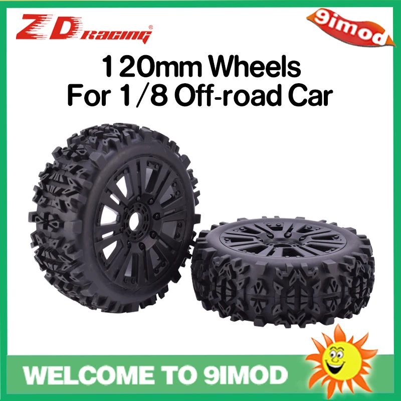 2шт ZD Racing 17 мм шестигранные и 120 колеса шины для 1/8 внедорожников Багги Redcat Team Losi VRX