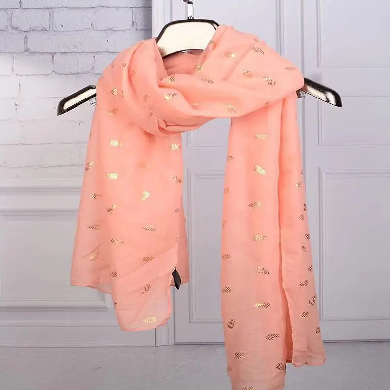 Модный золотой металлик фольга ананас печать длинный шарф Лучшие Продавцы