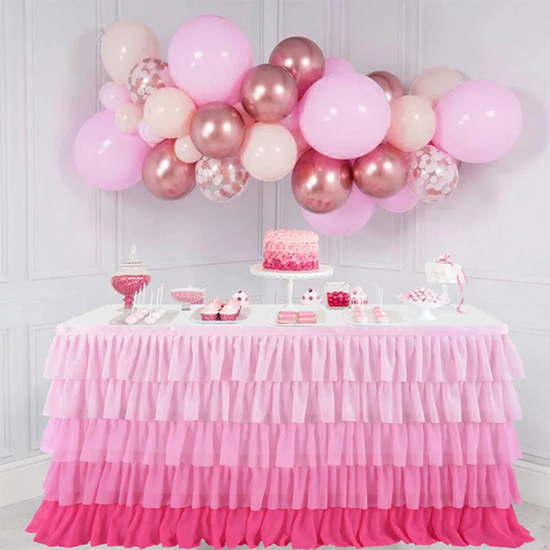 Birthday Gradient Unicorn Chiffon Table Skirt Party Decoration Baby Shower Mermaid Home | Дом и сад