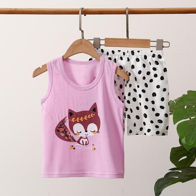 Children's Set Pure Cotton Baby Sleeveless 2-piece Clothes Boy's Clothing Set Baby Toddler Boys Vest + Shorts Suit