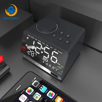 

Modern Style LED Display Bluetooth Digital Alarm Clock Electronic Wireless Call Bass Speaker FM Radio Table Clock Bedside Clock
