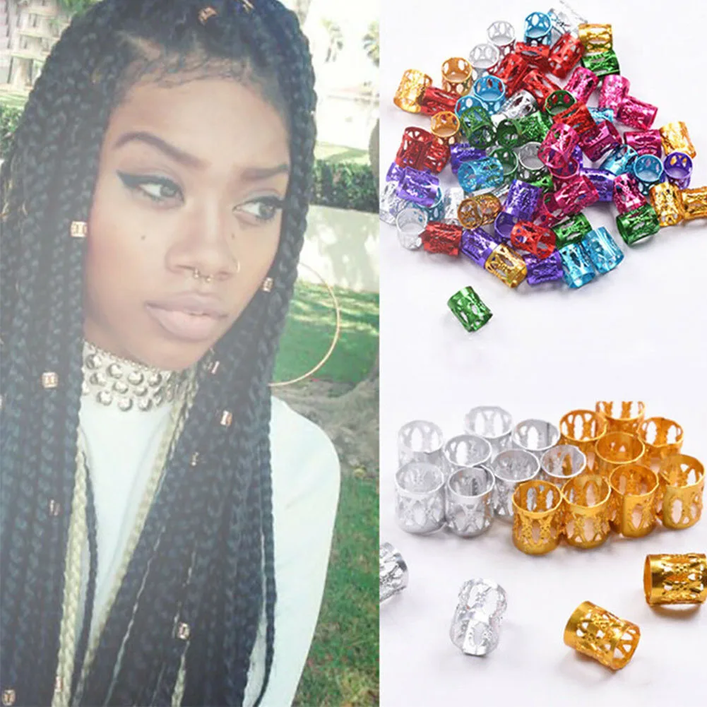 100 Pcs Decoration Mini Bead Aluminum Accessories Dreadlocks Cuff Styling Easy Use DIY Flexible Extension Tool Hair Braid Ring