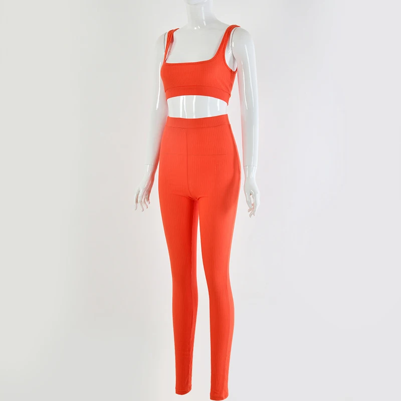 NewAsia Garden Осень Вязание Bodycon сексуальный комплект из двух предметов для женщин Красный Белый Серый без рукавов без пояса короткий топ длинные брюки