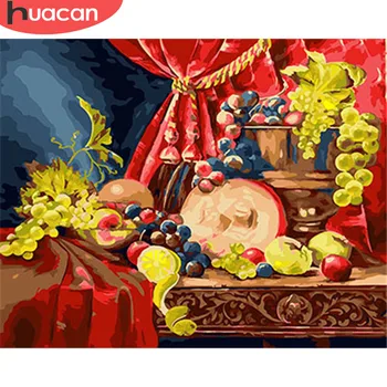 

HUACAN Paint Numbers Fruit Flowers HandPainted Kits Drawing Home Decoration Art Gift DIY Oil Painting Bicycle Pictures Canvas