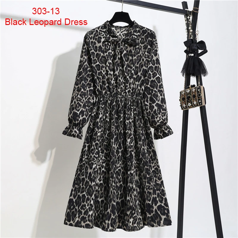 30313 Летнее винтажное женское платье трапециевидной формы с цветочным принтом, повседневные платья с длинным рукавом до середины икры, корейское женское офисное платье с милым бантом - Цвет: 30313