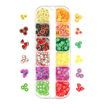 

12 Patterns Nail Art Fruit Slice Decorations Polymer Clay DIY Colorful Nail Sequins UV Gel Manicure 3D Cute Charms Accessories