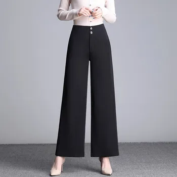 

Wide Leg Pants Trousers Women S-4XL 2020 Spring Simple Fashion High Waist Solid Color Loose Casual Work Pants Female