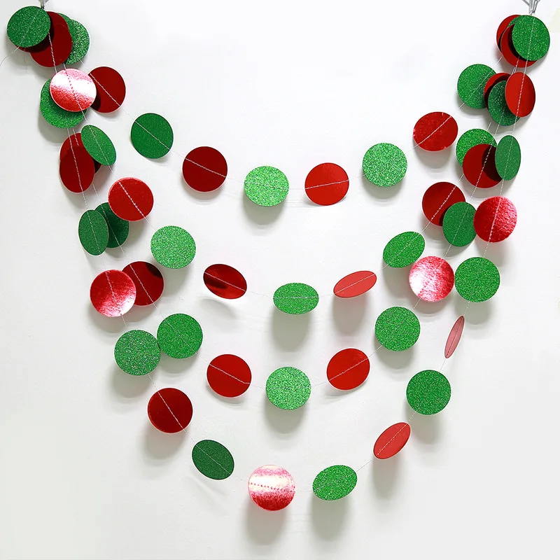 4M красный зеленый блестящий бумажный баннер Рождественская звезда круглая блестящая гирлянда подвески для рождественской вечеринки декоративные материалы на день рождения, свадьбу 7