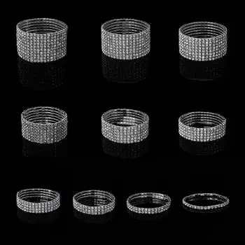 여성용 패션 쥬얼리 팔찌, 신축성 팔찌, 크리스탈 라인석, 1-10 줄