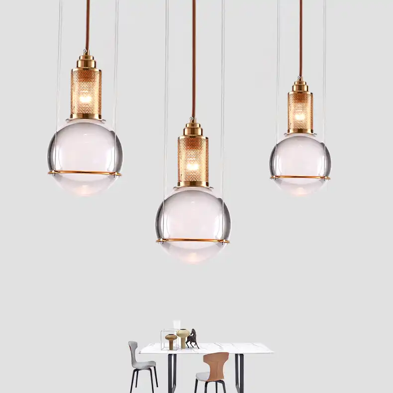 Modern Led Metal Pendant Lights Wrought Iron Glass Round Ball Brass Rod Hanging Lamp For Living Roomcafekitchen Nordic Lighting Pendant Lights Aliexpress