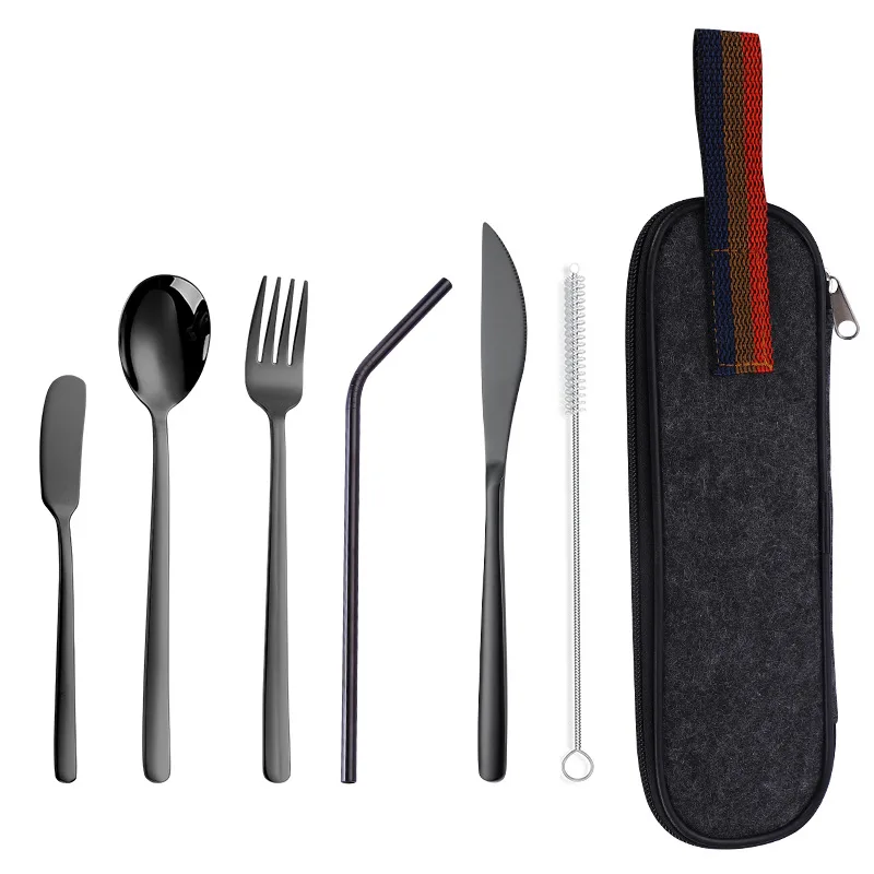 Hot Sale Dinnerware Camping Tableware Set Stainless Steel Butter Knife Forks Knives Spoons Outdoor School Travel Cutlery Set